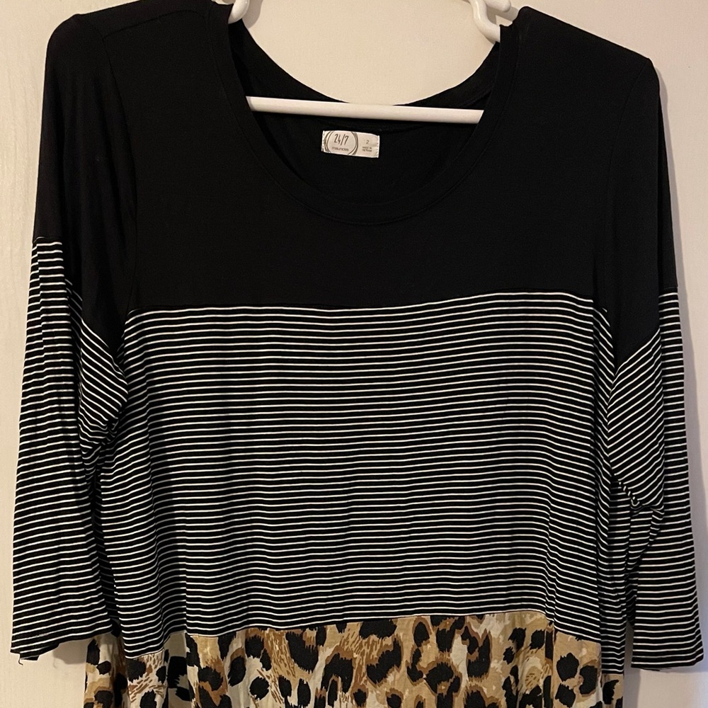 Maurices Plus Size Long Sleeved Tee Shirt Leopard Print size 2